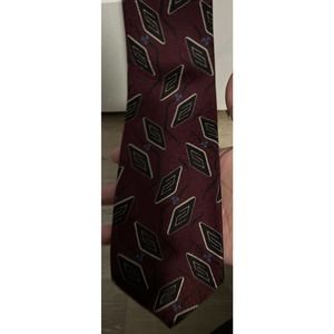 Giorgio Armani Mens Neck Tie Burgundy Red & Black Silk Abstract Print Italy
